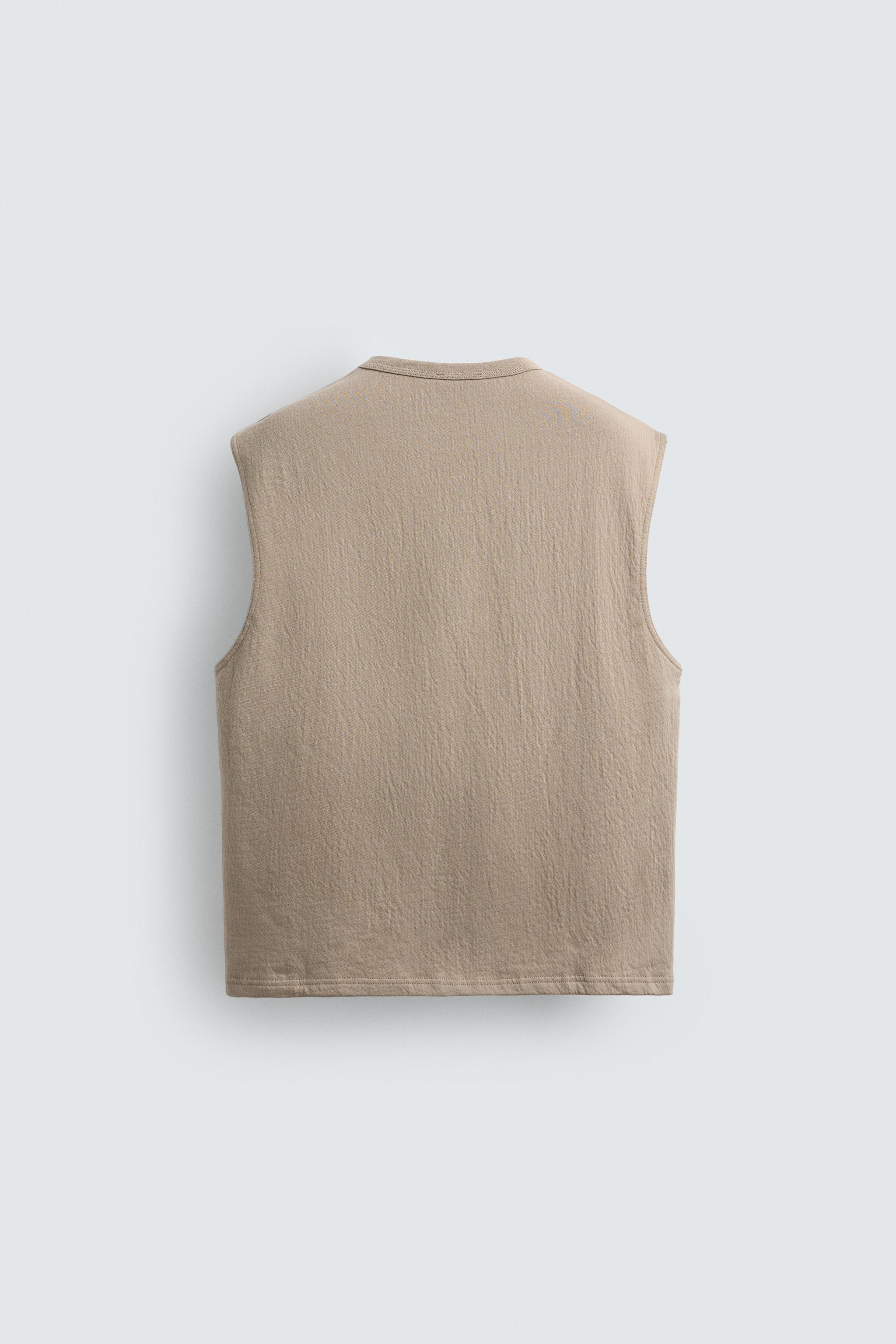 RELAXED FIT TEXTURED TANK SWEATSHIRT